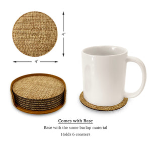 Customized Personalized Coaster in bulk Burlap Vintage Rustic Home décor