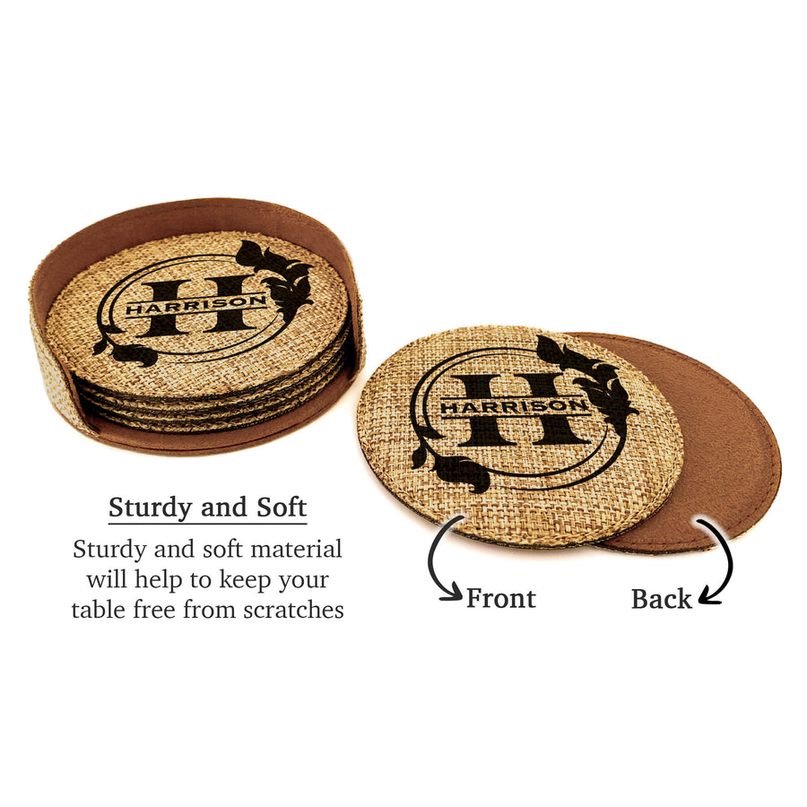 Customized Personalized Coaster in bulk Burlap Vintage Rustic Home décor