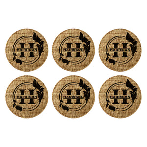 Customized Personalized Coaster in bulk Burlap Vintage Rustic Home décor