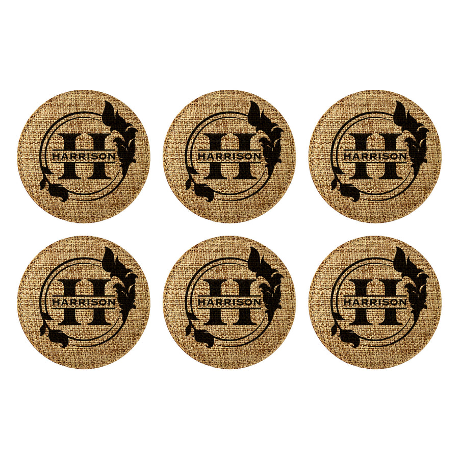 Customized Personalized Coaster in bulk Burlap Vintage Rustic Home décor