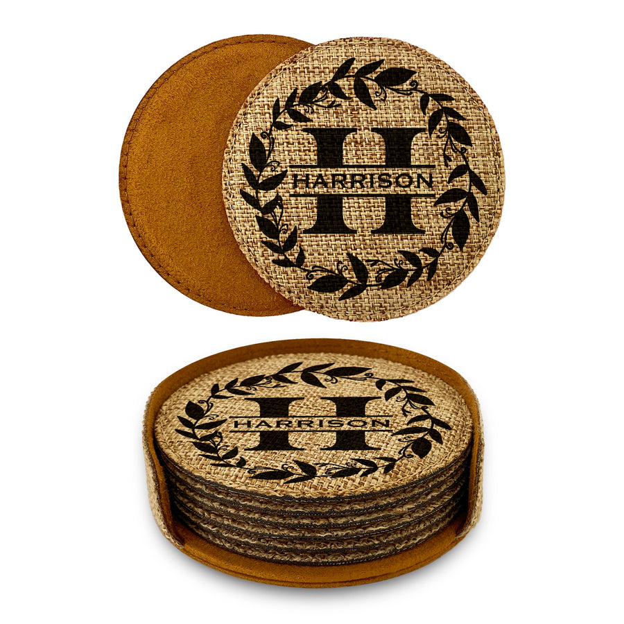 Customized Personalized Coaster in bulk Burlap Vintage Rustic Home décor