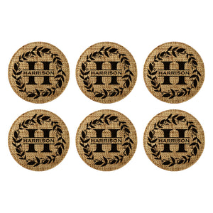 Customized Personalized Coaster in bulk Burlap Vintage Rustic Home décor