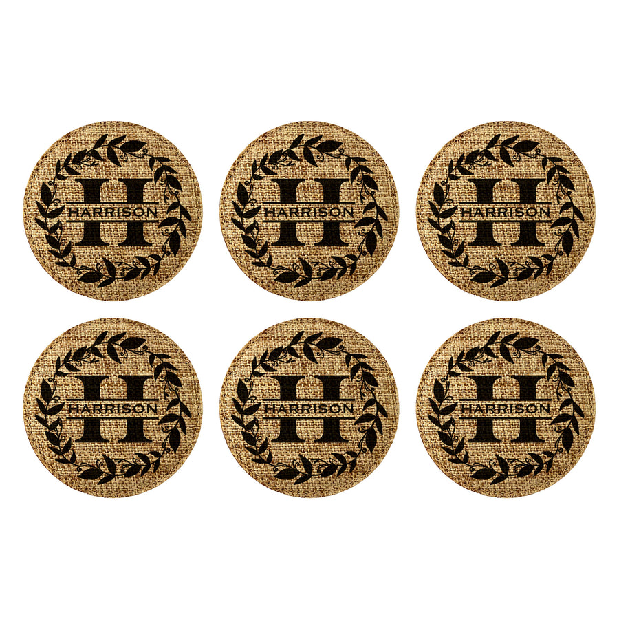 Customized Personalized Coaster in bulk Burlap Vintage Rustic Home décor