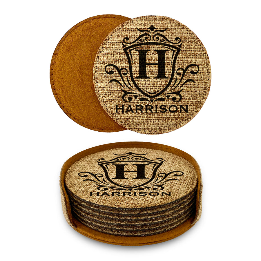 Customized Personalized Coaster in bulk Burlap Vintage Rustic Home décor