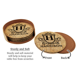 Customized Personalized Coaster in bulk Burlap Vintage Rustic Home décor