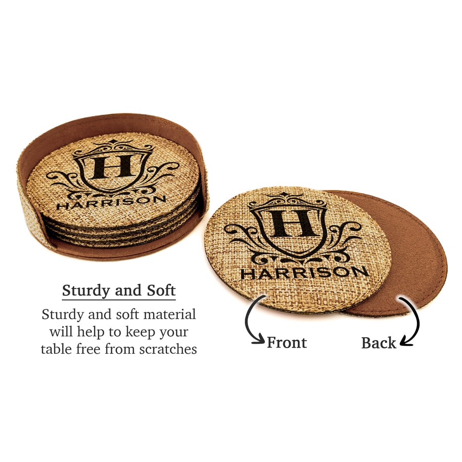 Customized Personalized Coaster in bulk Burlap Vintage Rustic Home décor