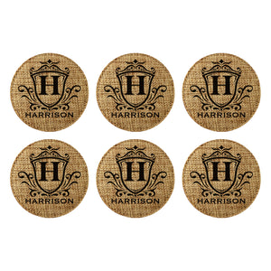 Customized Personalized Coaster in bulk Burlap Vintage Rustic Home décor