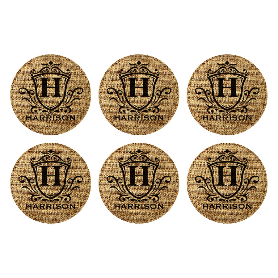 Customized Personalized Coaster in bulk Burlap Vintage Rustic Home décor