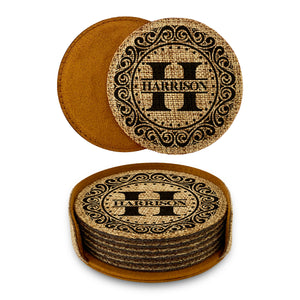 Customized Personalized Coaster in bulk Burlap Vintage Rustic Home décor