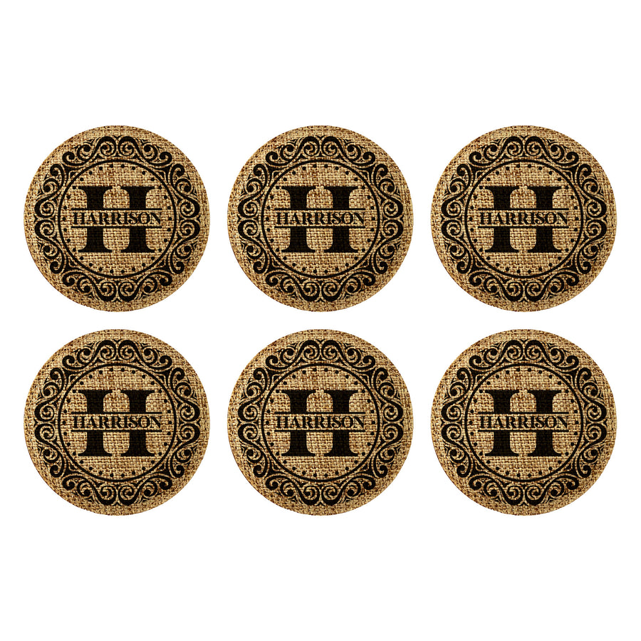Customized Personalized Coaster in bulk Burlap Vintage Rustic Home décor