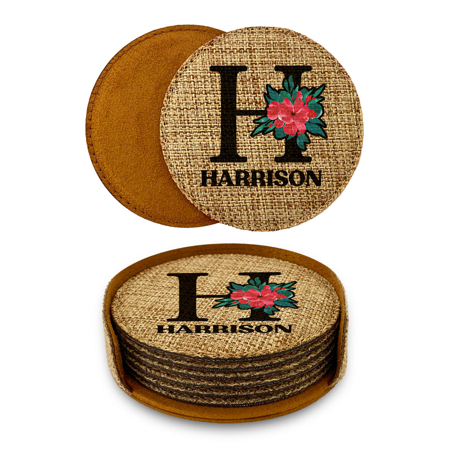 Customized Personalized Coaster in bulk Burlap Vintage Rustic Home décor