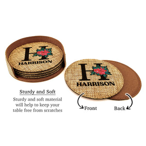 Customized Personalized Coaster in bulk Burlap Vintage Rustic Home décor
