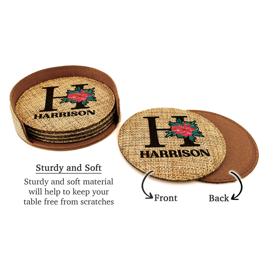 Customized Personalized Coaster in bulk Burlap Vintage Rustic Home décor