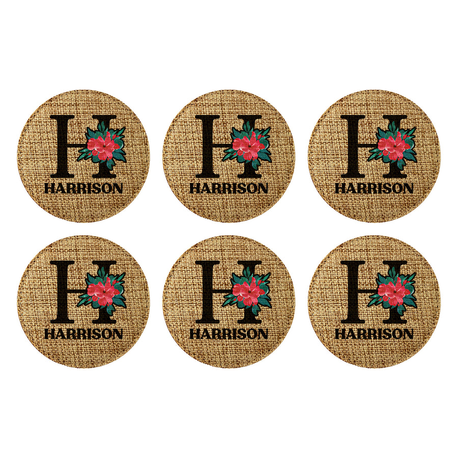 Customized Personalized Coaster in bulk Burlap Vintage Rustic Home décor