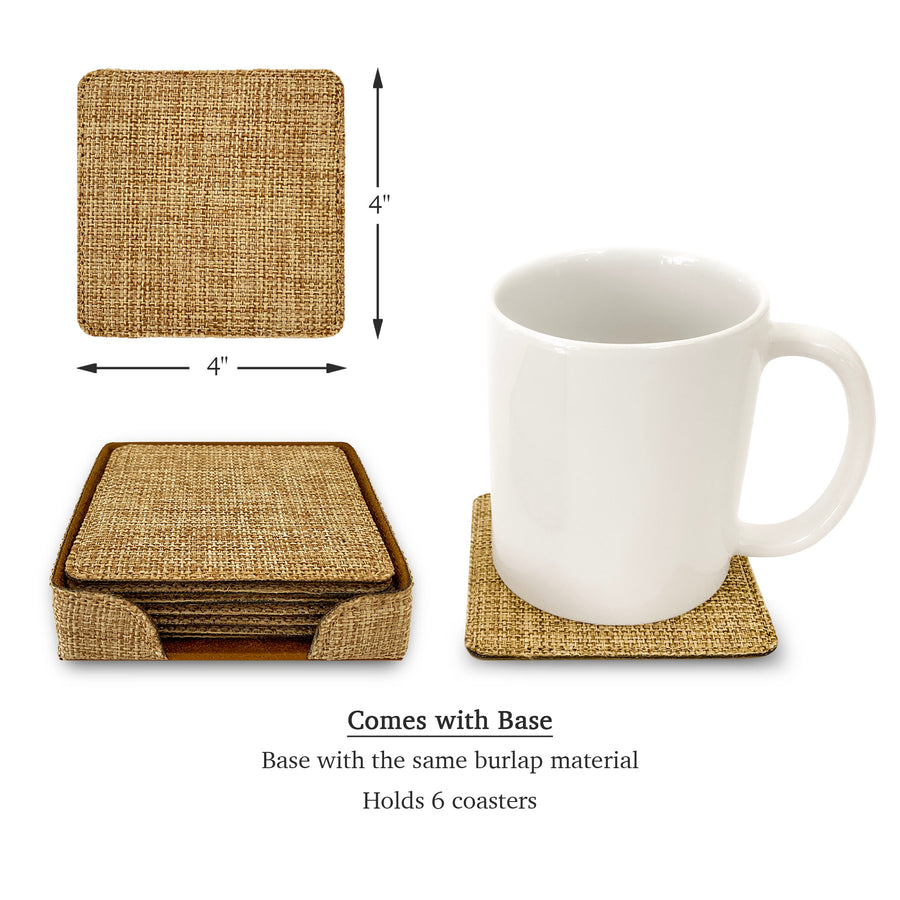 Customized Personalized Coaster in bulk Burlap Vintage Rustic Home décor