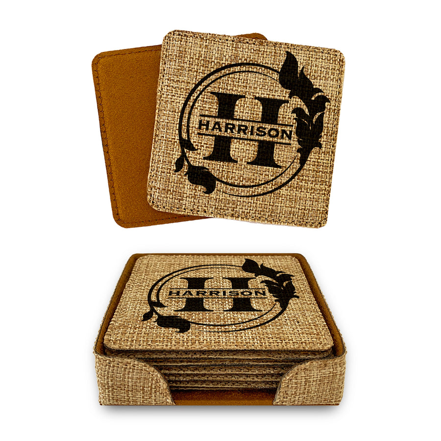 Customized Personalized Coaster in bulk Burlap Vintage Rustic Home décor