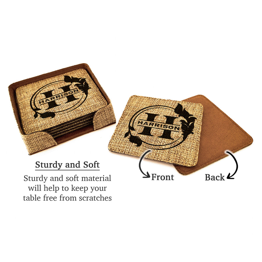 Customized Personalized Coaster in bulk Burlap Vintage Rustic Home décor