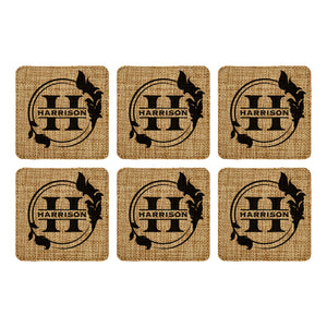 Customized Personalized Coaster in bulk Burlap Vintage Rustic Home décor