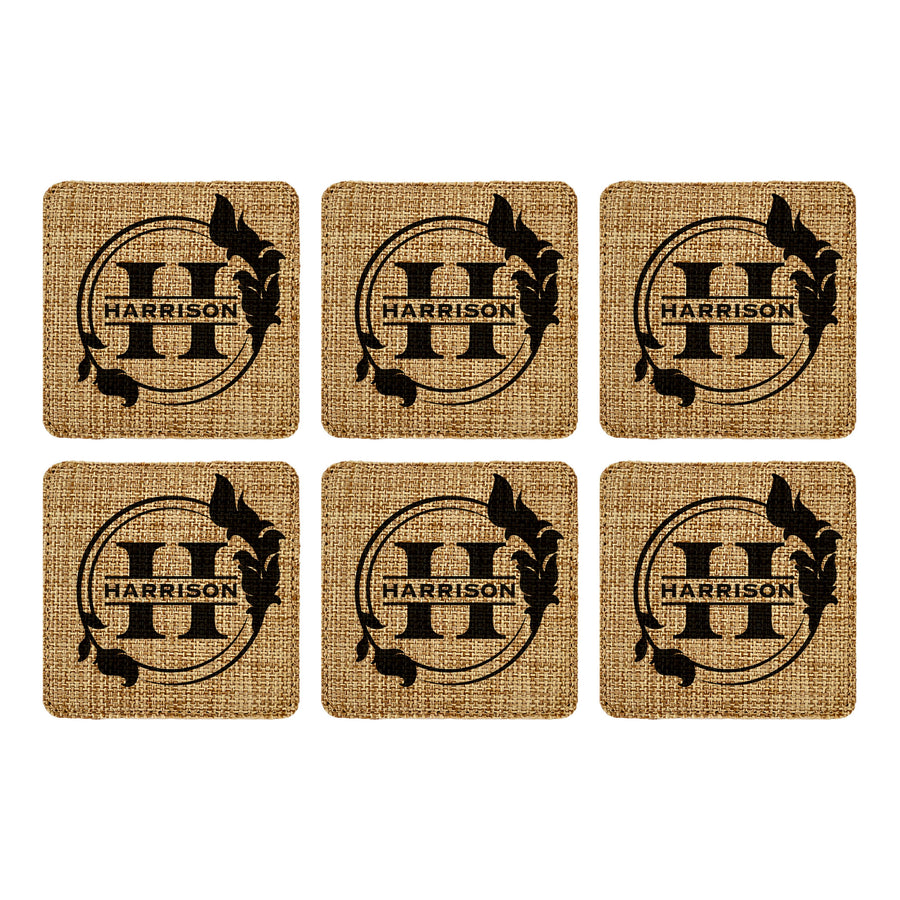 Customized Personalized Coaster in bulk Burlap Vintage Rustic Home décor