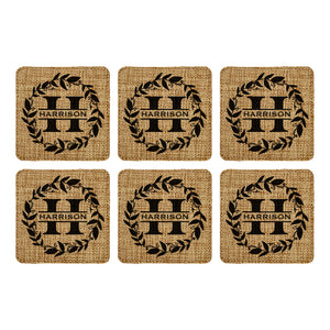 Customized Personalized Coaster in bulk Burlap Vintage Rustic Home décor