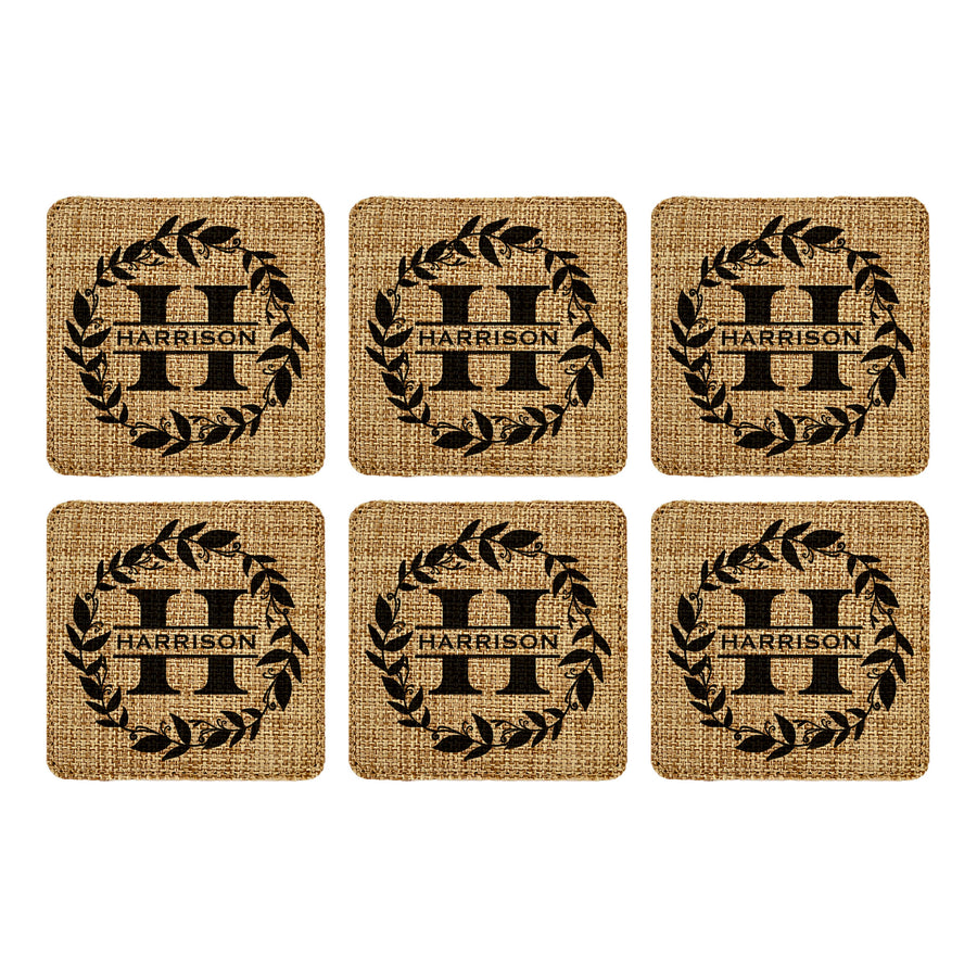 Customized Personalized Coaster in bulk Burlap Vintage Rustic Home décor