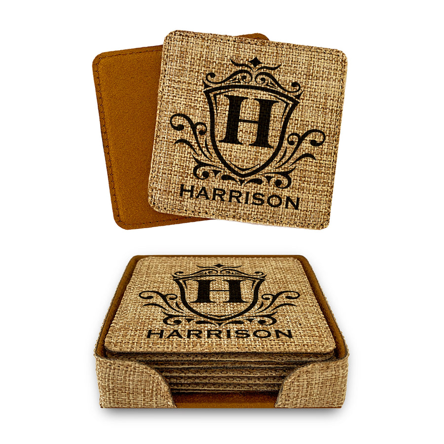 Customized Personalized Coaster in bulk Burlap Vintage Rustic Home décor