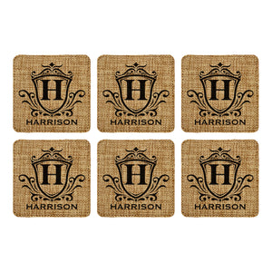 Customized Personalized Coaster in bulk Burlap Vintage Rustic Home décor