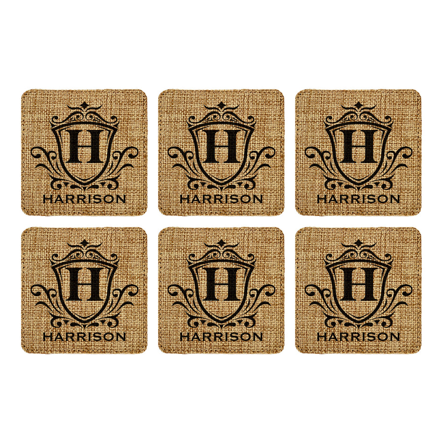 Customized Personalized Coaster in bulk Burlap Vintage Rustic Home décor