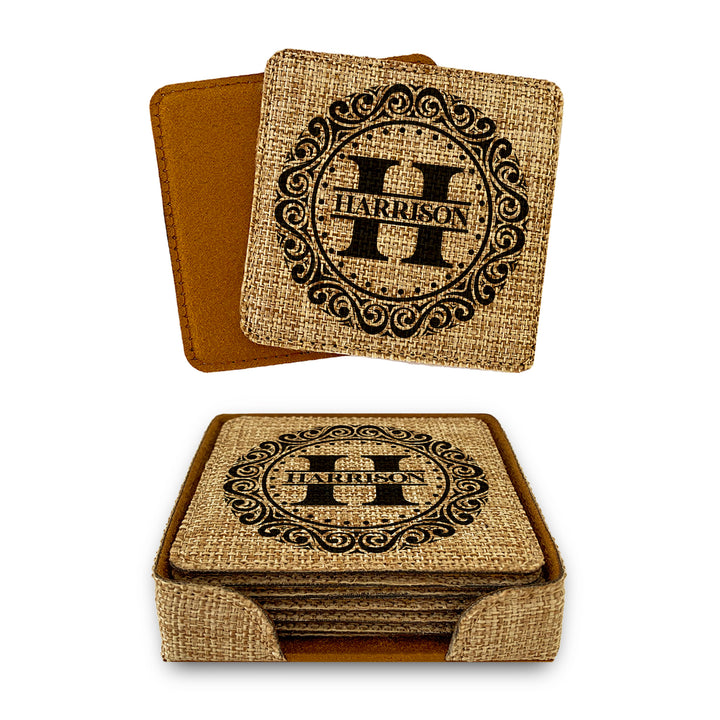 Customized Personalized Coaster in bulk Burlap Vintage Rustic Home décor