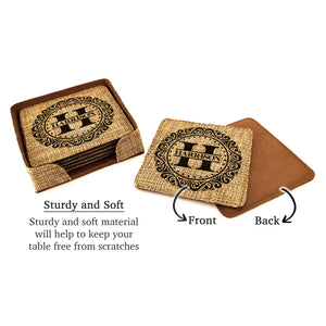 Customized Personalized Coaster in bulk Burlap Vintage Rustic Home décor