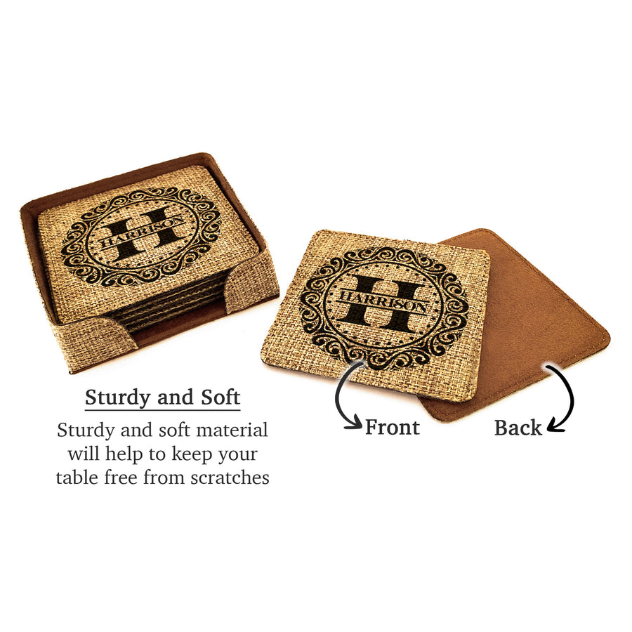 Customized Personalized Coaster in bulk Burlap Vintage Rustic Home décor