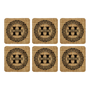 Customized Personalized Coaster in bulk Burlap Vintage Rustic Home décor
