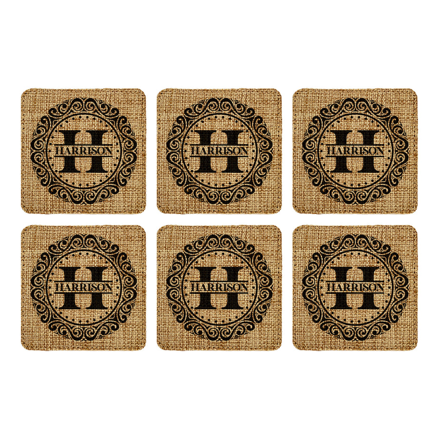 Customized Personalized Coaster in bulk Burlap Vintage Rustic Home décor