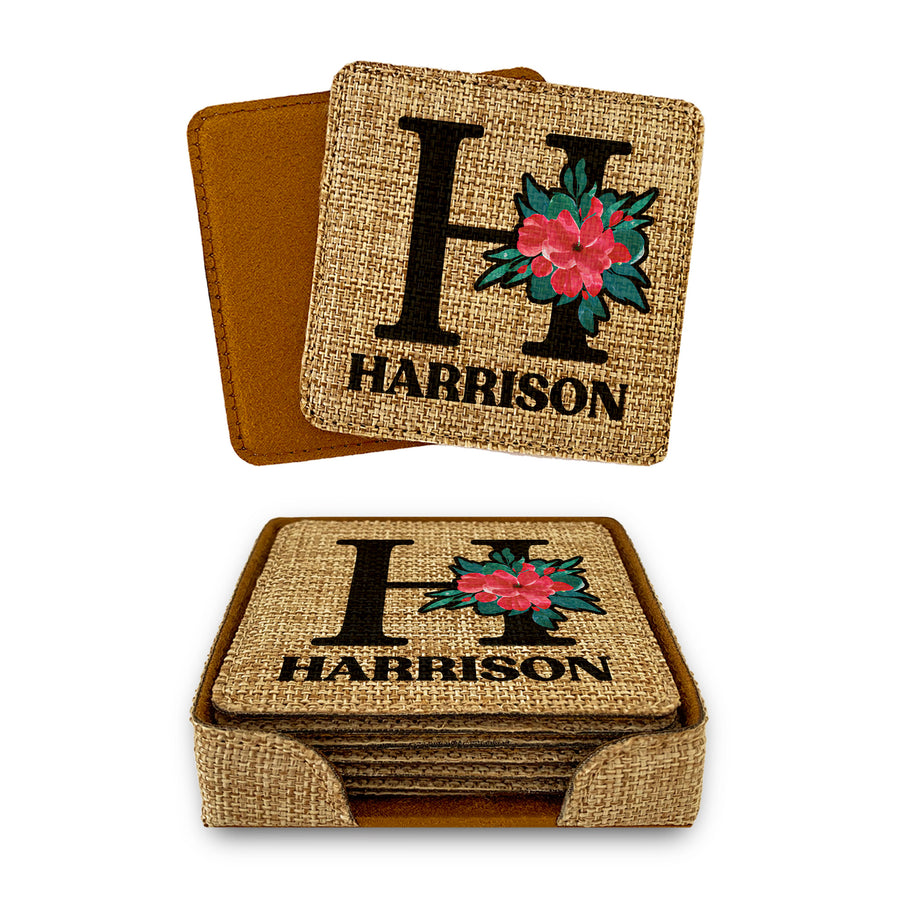 Customized Personalized Coaster in bulk Burlap Vintage Rustic Home décor
