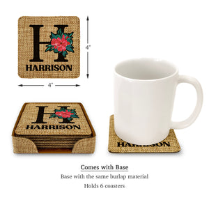 Customized Personalized Coaster in bulk Burlap Vintage Rustic Home décor