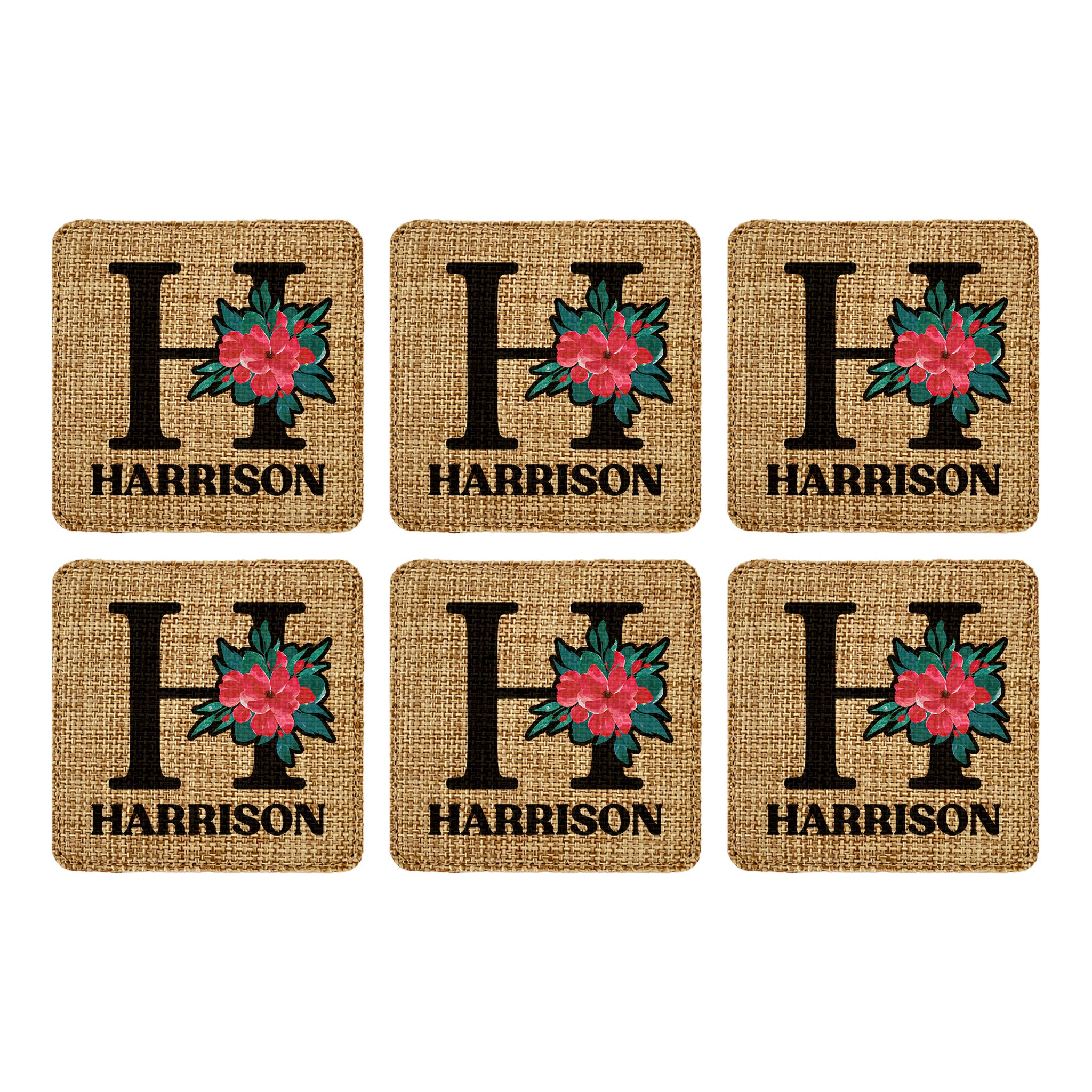 Customized Personalized Coaster in bulk Burlap Vintage Rustic Home décor