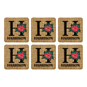 Customized Personalized Coaster in bulk Burlap Vintage Rustic Home décor