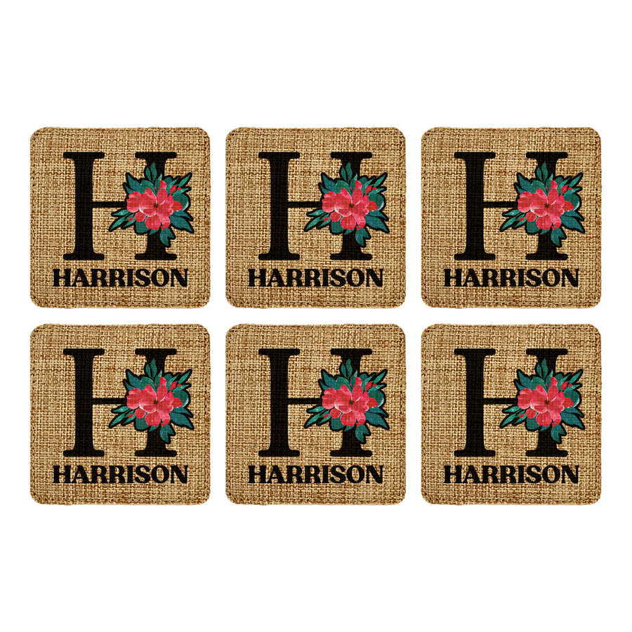 Customized Personalized Coaster in bulk Burlap Vintage Rustic Home décor