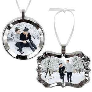 Custom Personalized Photo Christmas Ornament Framed Metal Christmas Ornaments - Round