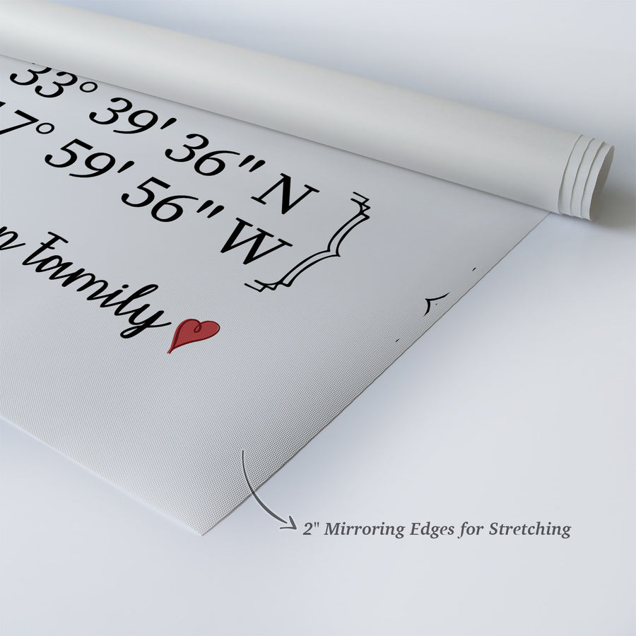 Personalized Gift Wall Art with Family Name and Coordinates Home Sweet Home Design