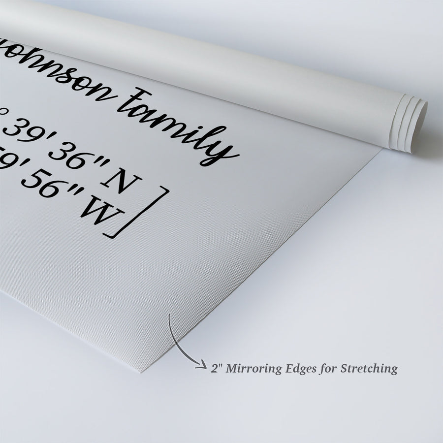 Personalized Gift Wall Art with Family Name and Coordinates Dotted Home Sweet Home Design