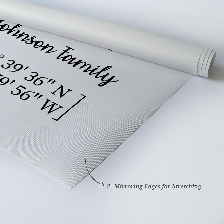 Personalized Gift Wall Art with Family Name and Coordinates Home Sweet Home Design