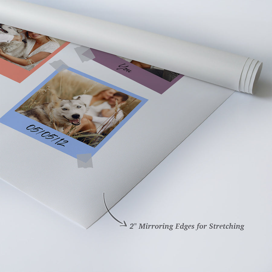 Personalized Gift Wall Art Custom Photo Collage with Colorful Polaroid Frames and Customized Text